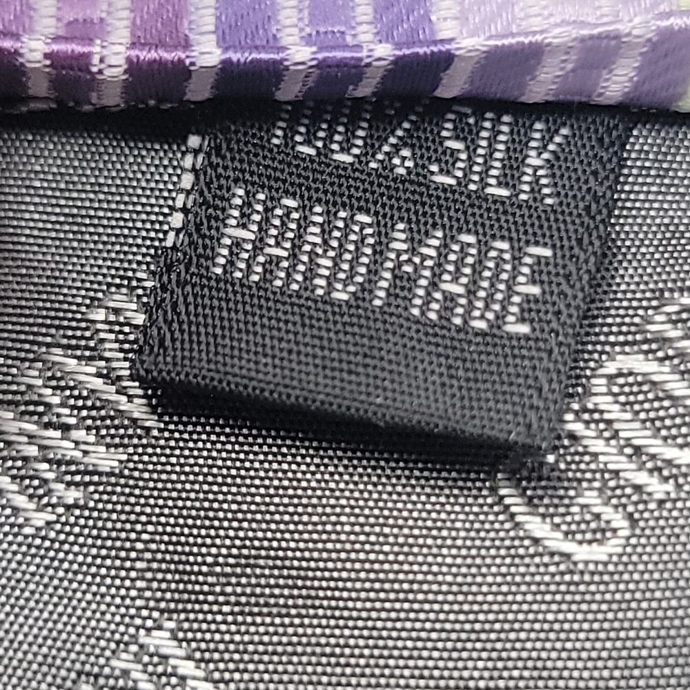 Giorgio Armani Silk Jacquard‎ Stripe Tie Purple Green Handmade Italy Classic - Picture 6 of 6